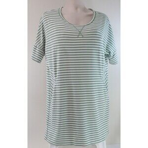 NWT Halcyon green and White Striped Casual sheath Dress tunic size XL pockets